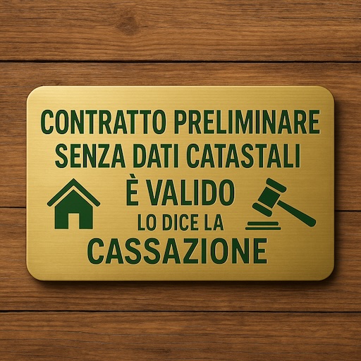 Contratto preliminare senza dati catastali? È valido: lo dice la Cassazione