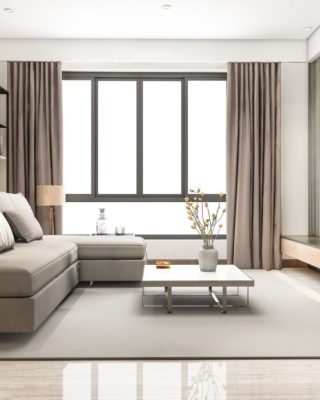 3d rendering loft luxury living room with bookshelf